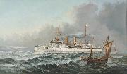 Henry J. Morgan HMS 'Bonaventure' china oil painting artist